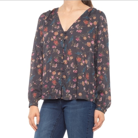 Lucky Brand All Over Floral Print Long Sleeve Button Down Shirt Size Small - Picture 1 of 8